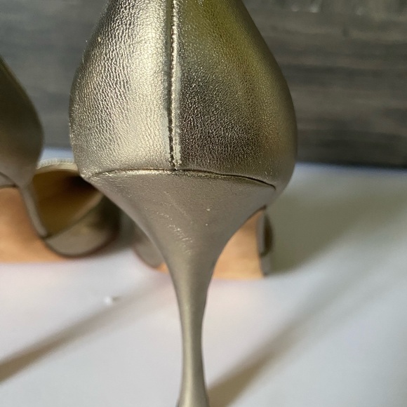 Metallic Leather Manolo Blahnik pointy toe d'orsay pump heels,  sz 41 - Picture 7 of 8